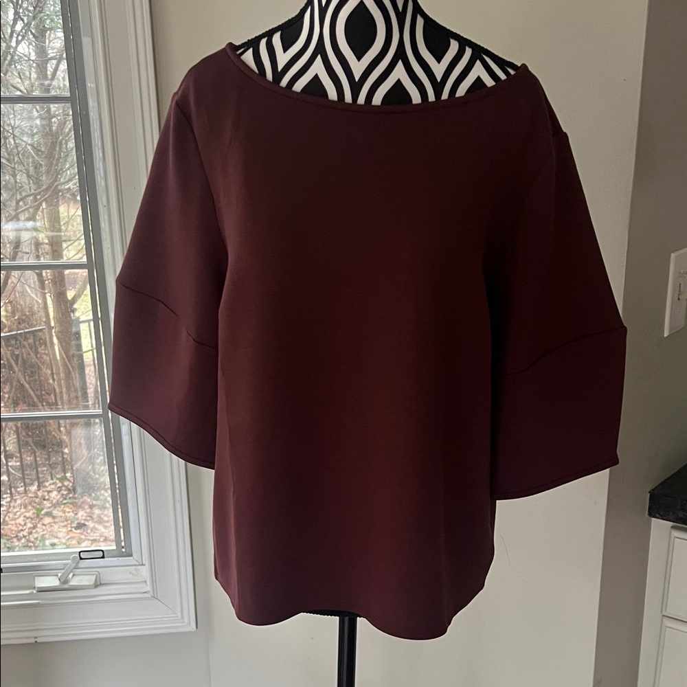 NWT🆕 SPANX Elegant Airluxe Puff Sleeve Top in Spice (M)- dark brown